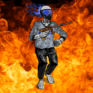 Adrenaline Skully NFT - Fire in Airball with Goggles and Ring - Adrenaline